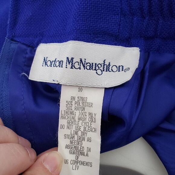 VINTAGE 90s royal blue skirt elastic waist knee length pencil M - Picture 6 of 12